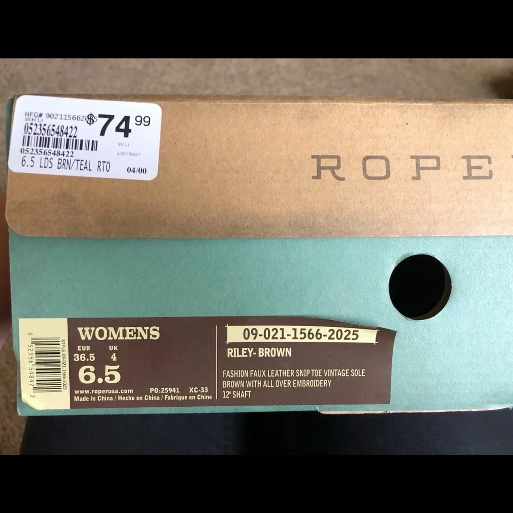 Roper Riley Brown Snip Toe Boots - Picture 8 of 8